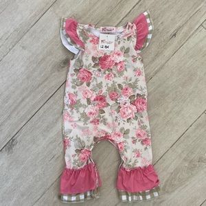 Floral print romper with bell bottoms